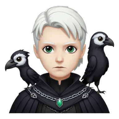 necromancer with black raven outfit wihte hair sticker