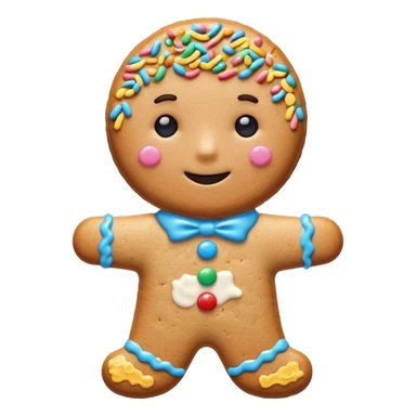 {
    "type": "object",
    "look": "frosted cookie man, colorful sprinkles, glossy icing top, front view",
    "description": "a sweet cookie man covered with frosting and rainbow sprinkles"
  } sticker