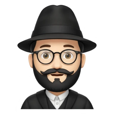 rabbi with a black hat, glasses, and blackish beard, flying to israel sticker