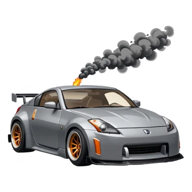Um 350 z cinza em pixel art fazendo drift sticker