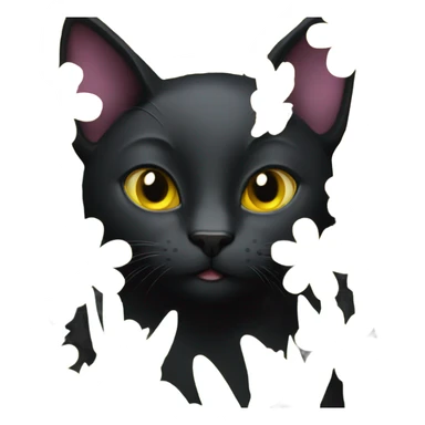 Black cat yellow eyes surrounded by flowers  sticker