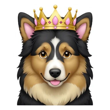 Schwarz weiß Australien Shepherd mit goldene Krone mit rosa  sticker