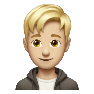 A short midget with his shirt off and he’s super skinny, and he’s pale, and he has texture blonde frindge, and freckles on his face sticker