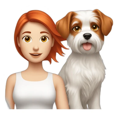 Red-haired girl with Maltese dog sticker