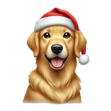 Golden retriever wearing a Santa hat sticker