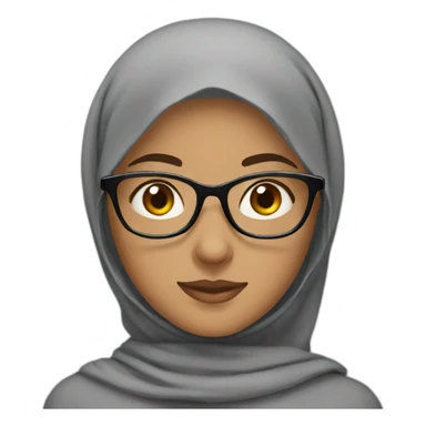 muslim girl with gray hijab and glasses sticker