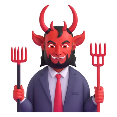 devil businessman with horns and pitchfork selling online courses sticker