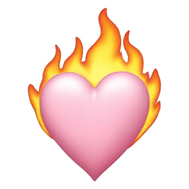 Light pink (pastel) heart on fire sticker