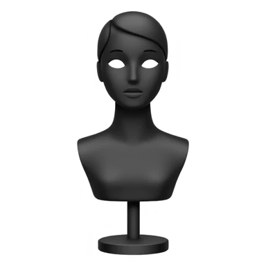 Minimalistic flat vector icon, iOS style, thin black contour on white background. Matte black mannequin in front of in 3D monochrome style. skulpt sticker