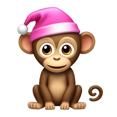 cute monkey with pink Christmas hat sticker