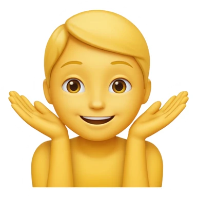 yellow emoji, smiling with both hands under chin sticker