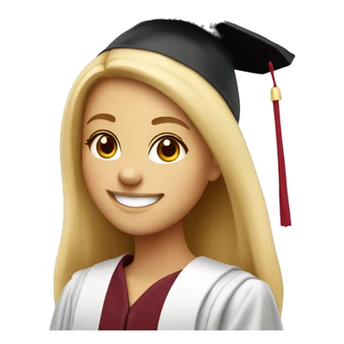 Blonde girl smiling wearing graduation cap with university of Chicago Loyola sticker
