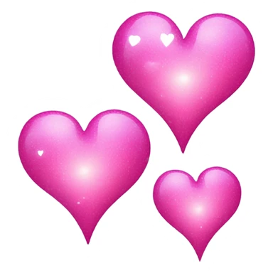 Three different colored sparkling pink hearts overlapping - one medium, one big , one small sticker