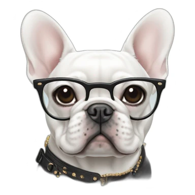 Fashion white FRENCH BULLDOG with fashion glasses sticker