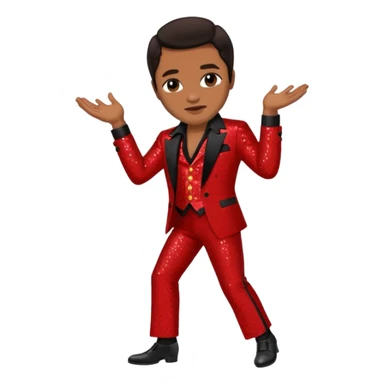 Jackie Wilson with dark brown hair, red sequin outfit sticker
