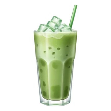 iced matcha latte with ice cubes pale green sticker