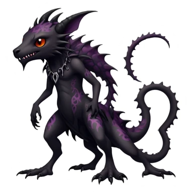 a dark gothic gloomy edgy vernid-fionbri-creature with splash patterns full body sticker