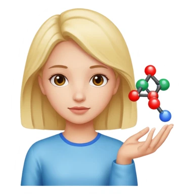 a girl holds a molecule in her hand sticker