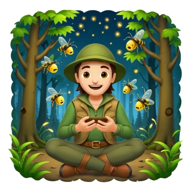 forest rogue laughing while fireflies scatter sticker