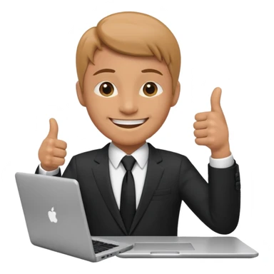 working laptop person suit happy thumbs up sticker