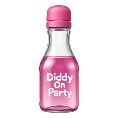 realistic baby oil style bottle pink cap pink logo clear bottle with berry logo with diddy party written and a berry on top bottle sticker