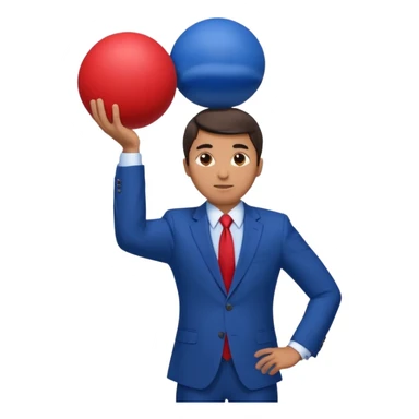 business man in a blue suit and red tie, carrying a huge dark blue ball above his head emoji sticker