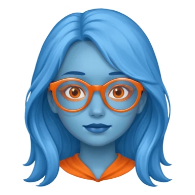 blue skinned orange glassed long haired girl sticker