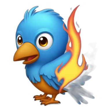 twitter bird with flames sticker