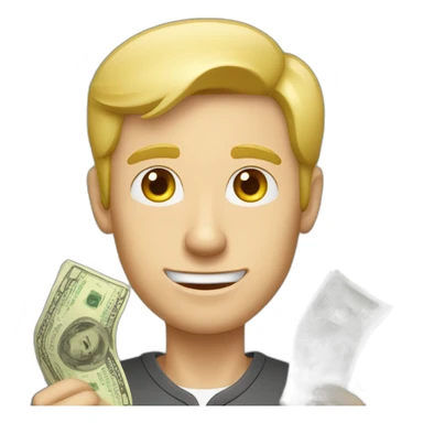 blonde caucasian middle-age male counting money sticker