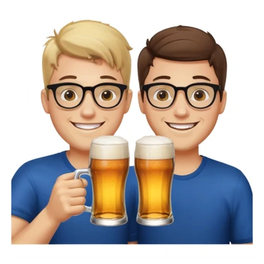 Two young guys holding a glass of beer in their hand and clinking glasses of beer sticker