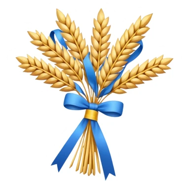 Emoji of a wheat sheaf tied with a ribbon, Ukrainian Christmas symbol, flat emoji style sticker