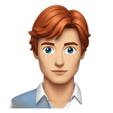 Alain Delon young university blue eyes short red hair sticker