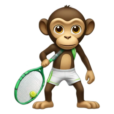generate a monkey ready to play tenis with a bag with rackets and the hands in the pockets looking to one side sticker