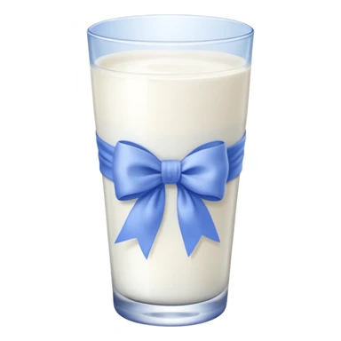 Glass of milk with a Periwinkle bow wrapped around the glass  sticker