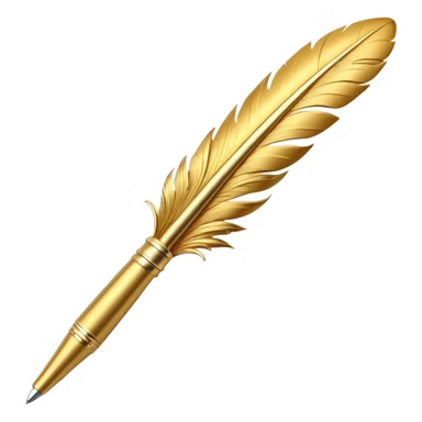 3D perspective Premium golden feather pen sticker