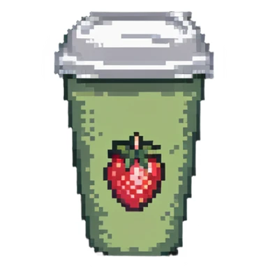strawberry green tea in a to-go cup pixel art sticker
