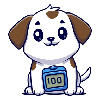 cute puppy holding a digital clock sticker