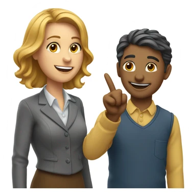 teacher that finger point a student(happy sticker