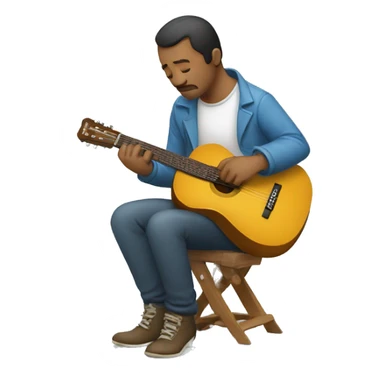 Un hombre triste con una guitarra en su espalda  sticker