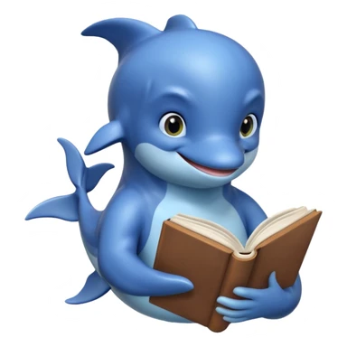dolphin reading a book sticker