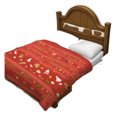 Bed with Christmas blankets  sticker
