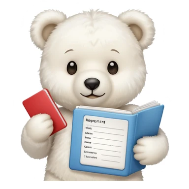 White teddy bear with report card  sticker