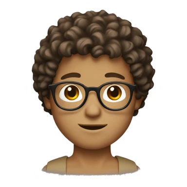 a white boy with brown eyes, round glasses and brown short curly hair sticker