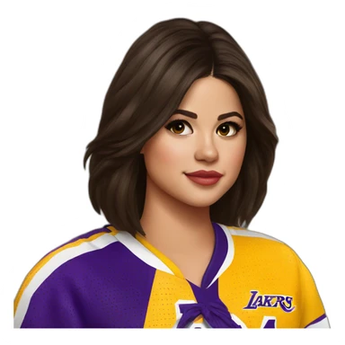 selena gomez wearing yellow lakers jersey sticker