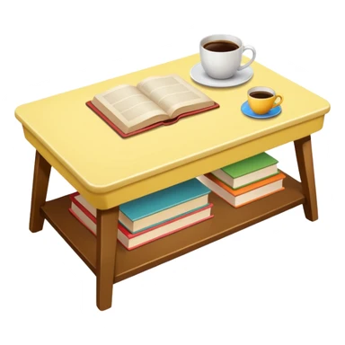 light yellow coffe table, coffee on top
 sticker