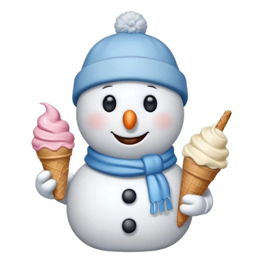 snowmen holding ice cream single snowmen with winter cap sticker