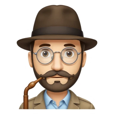 Jewish man wearing fedora with a very long nose that goes past his chin and circular glasses sticker