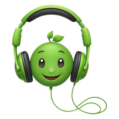 smiling green pea with headphones sticker
