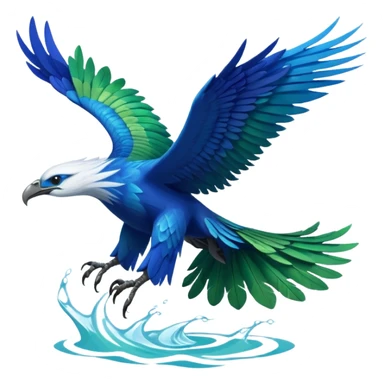 Ikran mountain banshee from Avatar The Way of Water, soaring above water, wings spread, blue and green colors sticker