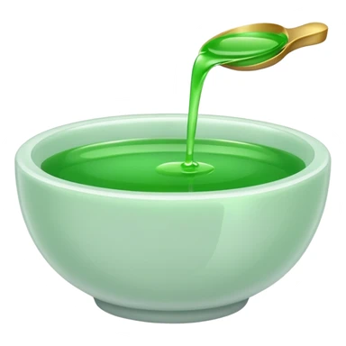white bowl of green liquid, minimal, simple, clear sticker